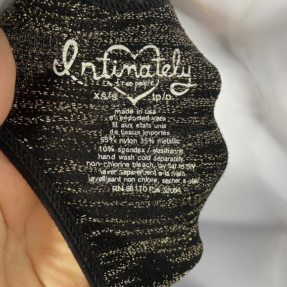 Intimately Free People XS/S Stretch Knit Racerback Tank Top Black Gold Metallic - Picture 4 of 6